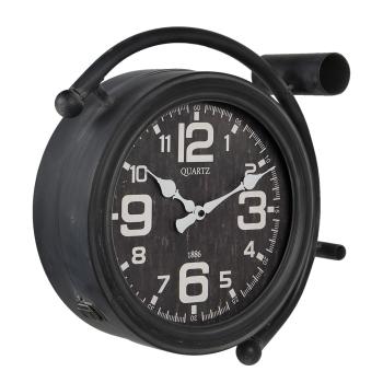 Černé kovové nástěnné hodiny s velkými číslicemi - 34*12*34 cm / 1*AA 6KL0675
