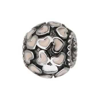 Šperky4U Navlékací ocelový přívěšek korálek se srdíčky - K0101