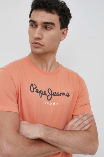 Bavlněné tričko Pepe Jeans Eggo oranžová barva, s potiskem