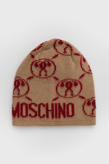 Čepice z vlněné směsi Moschino béžová barva,