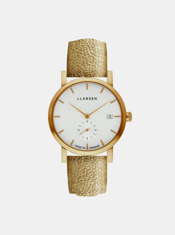 Dámské hodinky se zlatým koženým páskem LLarsen