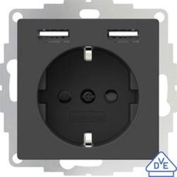 Zásuvka do zdi 2USB 2U-449351 VDE, s USB, dětská ochrana, IP20, antracitová