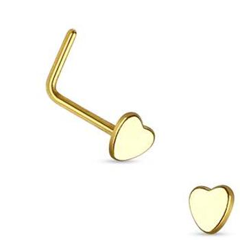 Šperky4U Zlacený zhnutý piercing do nosu - srdíčko - N01154-GD