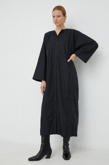 Bavlněné šaty By Malene Birger Annielle černá barva, maxi, oversize
