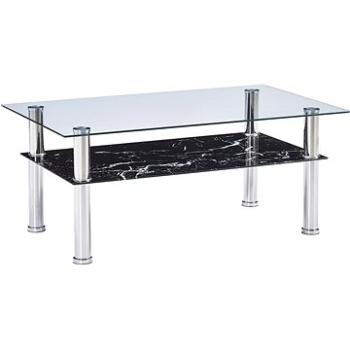 Konferenční stolek vzhled mramor černý 100x60x42cm tvrzené sklo (280099)