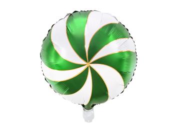 PartyDeco Vánoční fóliový balón - bonbon zelenobílý 35 cm