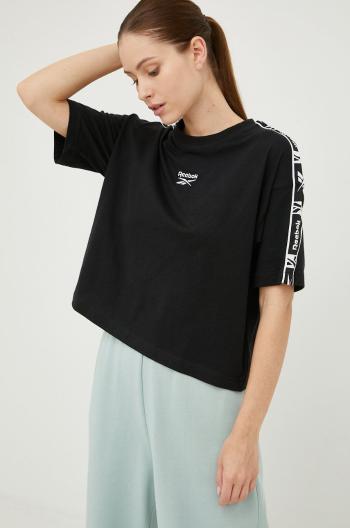 Bavlněné tričko Reebok černá barva