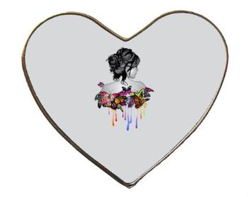 Magnet srdce kov Dívka s motýly