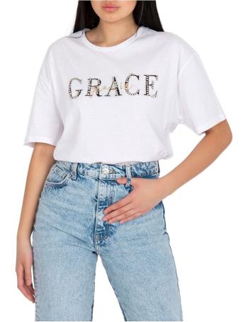 Bílé dámské tričko s nápisem grace vel. S