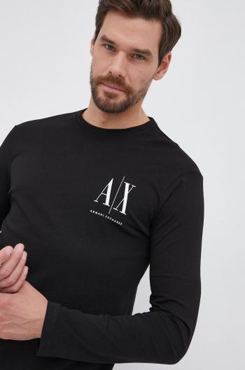 Bavlněné tričko s dlouhým rukávem Armani Exchange černá barva, s potiskem, 8NZTPL ZJH4Z NOS