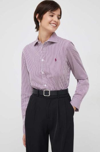 Bavlněné tričko Polo Ralph Lauren Fialová barva, regular, s klasickým límcem