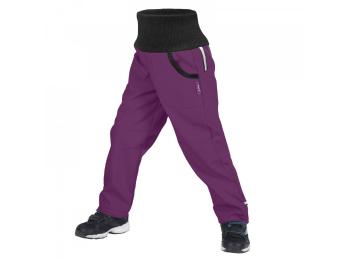 Unuo, Dětské softshellové kalhoty s fleecem STREET, ostružinová Velikost: 110/116 dětské kalhoty