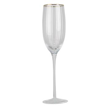 Sklenice na šampaňské s vroubkováním a zlatou linkou Pim - Ø 7*25 cm 6GL3249