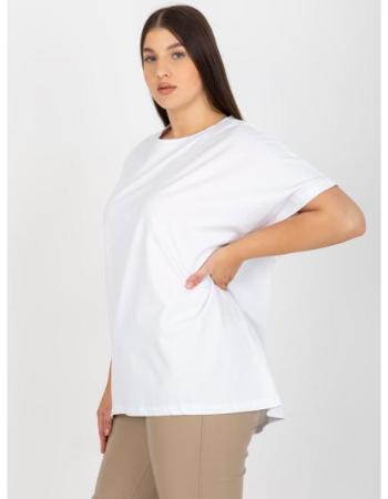 Dámské tričko s výstřihem plus size BASIC bílé