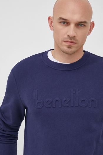 Bavlněná mikina United Colors of Benetton pánská, tmavomodrá barva, s aplikací