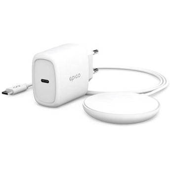 Epico bezdrátová nabíječka s podporou uchycení MagSafe a s adaptérem v balení - bílá (9915101100113)