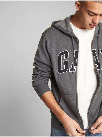 Šedá pánská mikina GAP Logo fleece zip hoodie