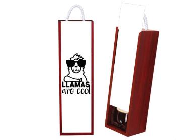 Dřevěná dárková krabička na víno Llamas are cool