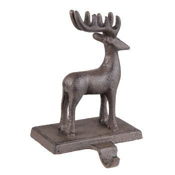 Hnědý litinový háček na punčochu socha jelena - 13*11*21 cm 6Y5298