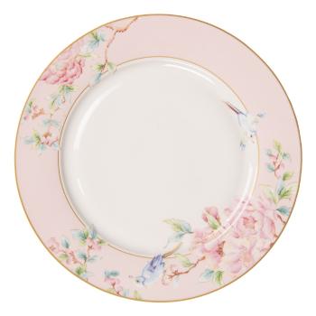 Porcelánový jídelní talíř s růžovými květy Rosa - Ø 27*2 cm 6CEFP0126