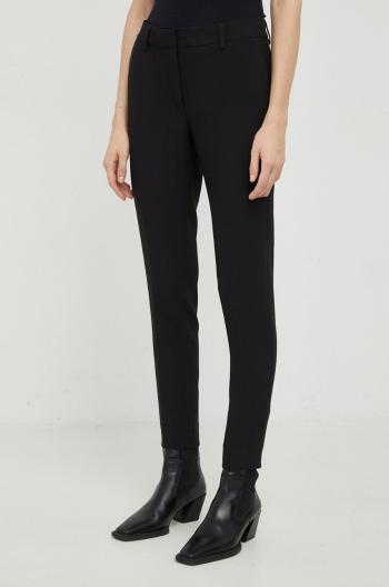 Kalhoty Bruuns Bazaar dámské, černá barva, přiléhavé, high waist