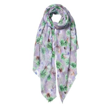 Fialový šátek s potiskem květin - 80*180 cm JZSC0574