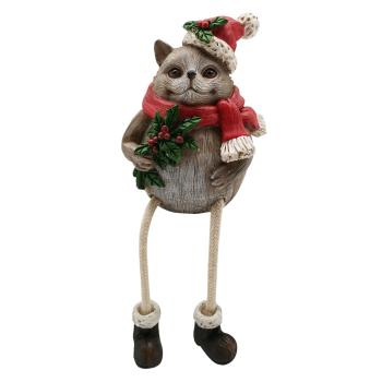Vánoční dekorativní soška ježka v čepici - 9*7*12 cm 6PR2739