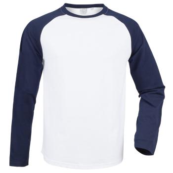 SF (Skinnifit) Pánské dvoubarevné tričko s dlouhým rukávem - Bílá / tmavě modrá | M
