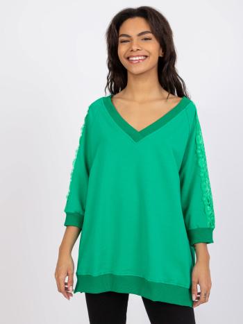 ZELENÁ OVERSIZE HALENKA LEJA S KRAJKOU -RV-BZ-7557.01-GREEN Velikost: S/M