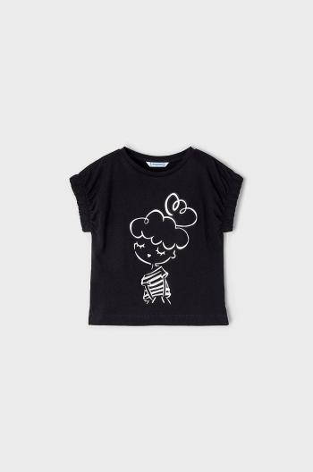 Dětské bavlněné tričko Mayoral černá barva