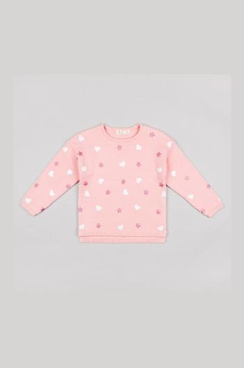 Dětský svetr zippy růžová barva, lehký