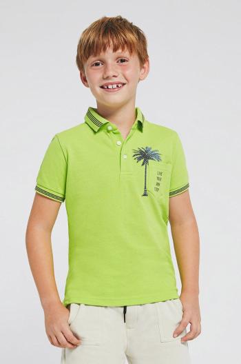 Dětské polo tričko Mayoral zelená barva, s potiskem