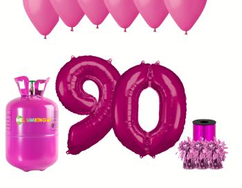HeliumKing Helium párty set na 90. narozeniny s růžovými balónky