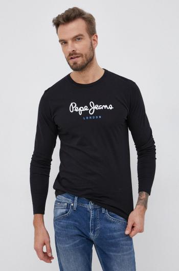 Bavlněné tričko s dlouhým rukávem Pepe Jeans Eggo Long černá barva, hladké