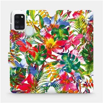 Flipové pouzdro na mobil Samsung Galaxy A21S - MG07S Pestrobarevné květy a listy (5903516287185)