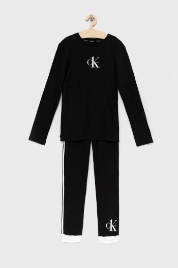 Dětské bavlněné pyžamo Calvin Klein Underwear černá barva