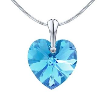 Silvego stříbrný přívěsek Srdce Aquamarine 14mm se Swarovski Crystals LSW015P