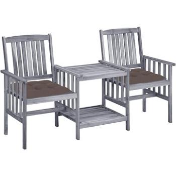Zahradní židle s čajovým stolkem a poduškami masivní akácie, 3061325 (3061325)