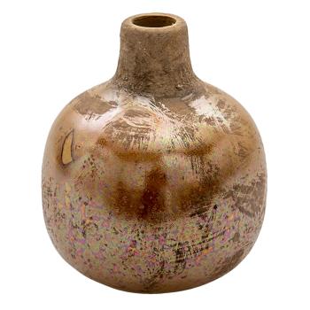 Hnědo-měděná keramická váza s patinou Avice - Ø 9*9 cm 6CE1314