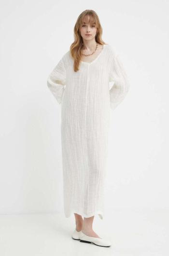 Lněné šaty By Malene Birger béžová barva, maxi, oversize