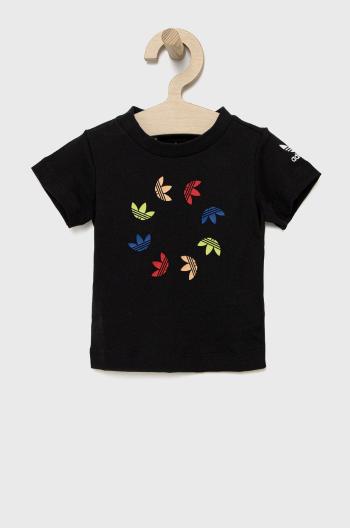 Dětské bavlněné tričko adidas Originals HE6846 černá barva, s potiskem