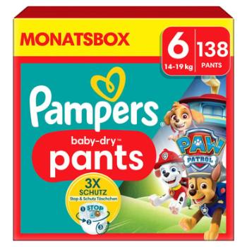 Pampers Baby-Dry Pants Paw Patrol, velikost 6 extra Large 14-19kg, měsíční balení (1 x 138 plen)