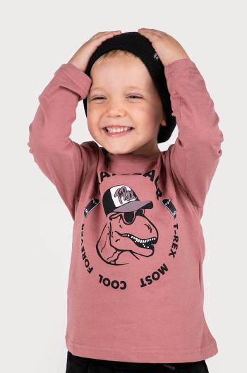 Dětské tričko s dlouhým rukávem Coccodrillo růžová barva, s potiskem
