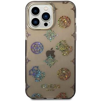 Guess PC/TPU Peony Glitter Zadní kryt pro iPhone 14 Pro Max Black (GUHCP14XHTPPTK)