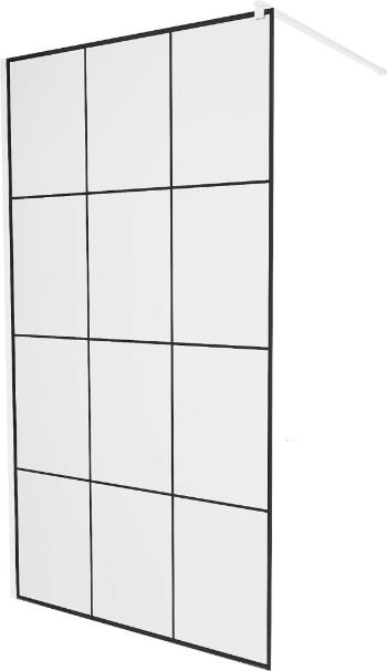MEXEN/S KIOTO Sprchová zástěna WALK-IN 120 x 200 cm, transparent/černý vzor 8 mm, bílá 800-120-101-20-77
