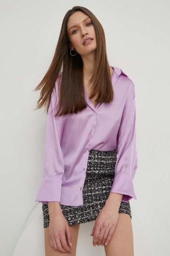 Košile Answear Lab dámská, fialová barva, relaxed, s klasickým límcem