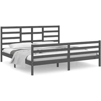 Rám postele šedý masivní dřevo 200 × 200 cm, 3105882 (3105882)