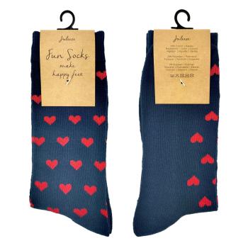 Veselé modré ponožky se srdíčky  - 35-38 JZSK0002S