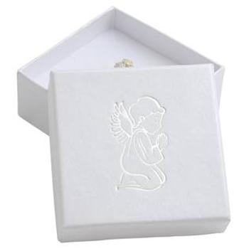 Šperky4U Bílá dárková krabička, stříbrný anděl - KR0358-ST