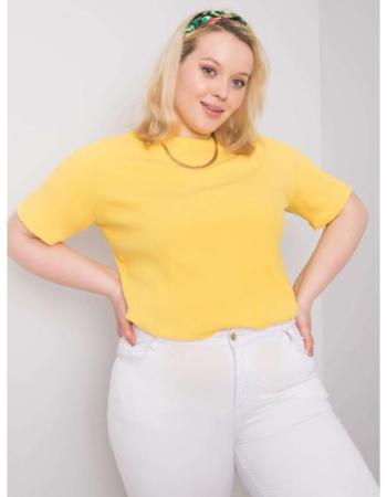 Dámská halenka plus size  z žebrované látky STELLA žlutá